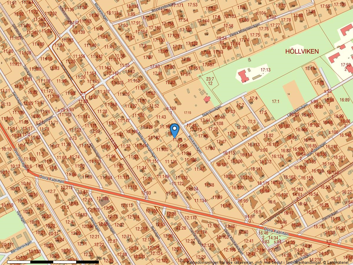 Fastighetskarta Klockarevägen 25B