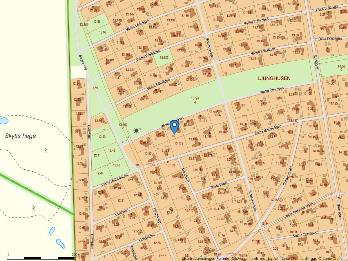 Fastighetskarta Västra Örnvägen 18