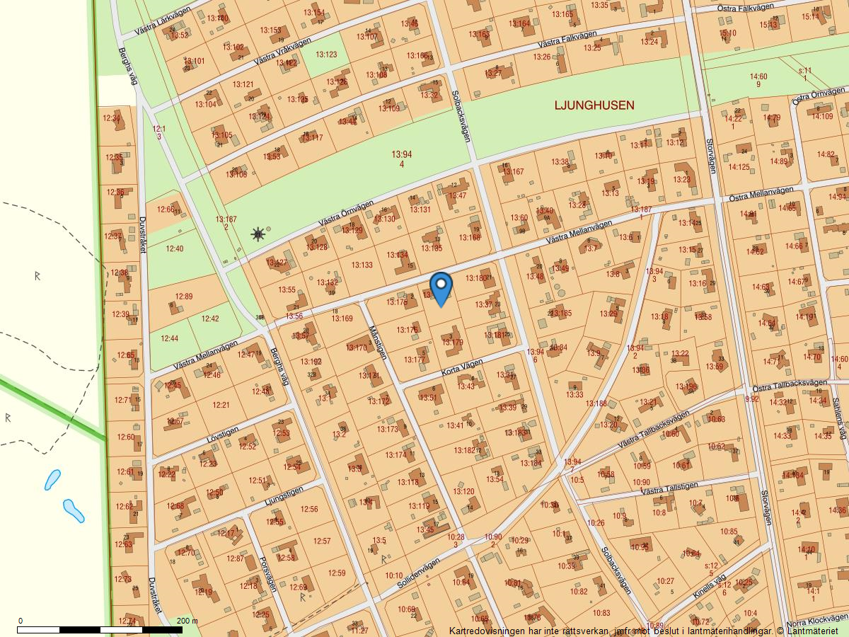 Fastighetskarta Västra Mellanvägen 14