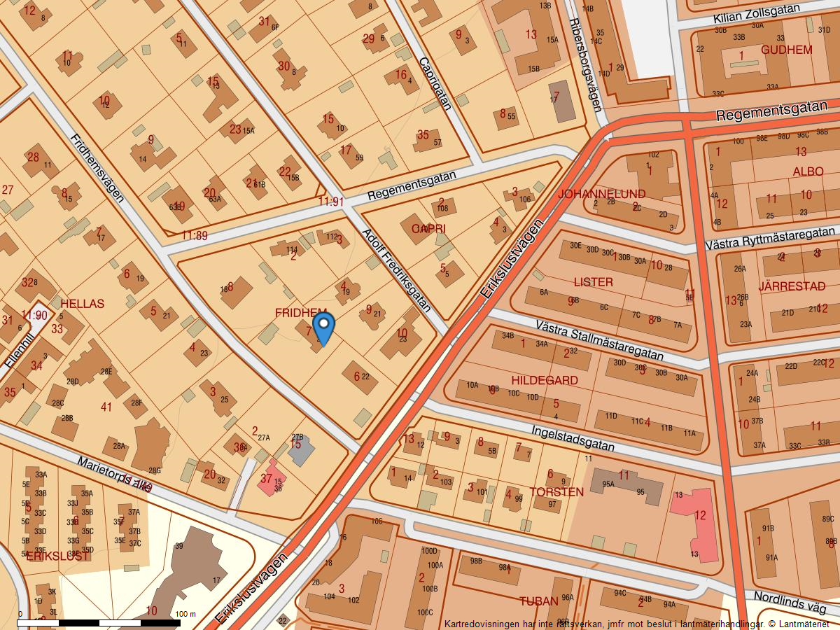 Fastighetskarta Fridhemsvägen 20